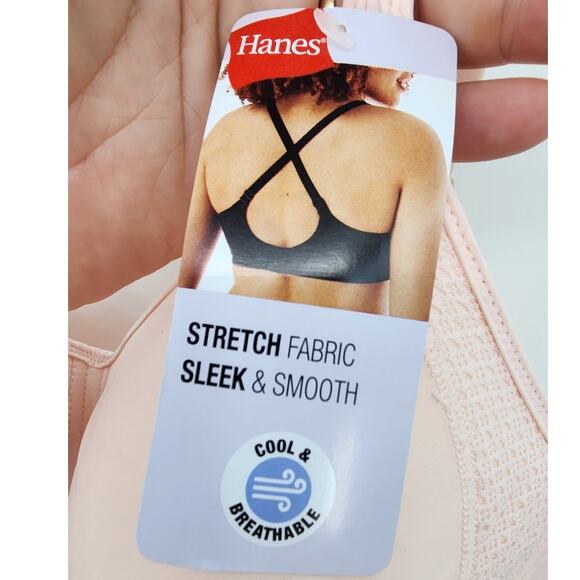 New NWT Hanes Cool Temp Wireless T-Shirt Bra Pink Large - Picture 8 of 10